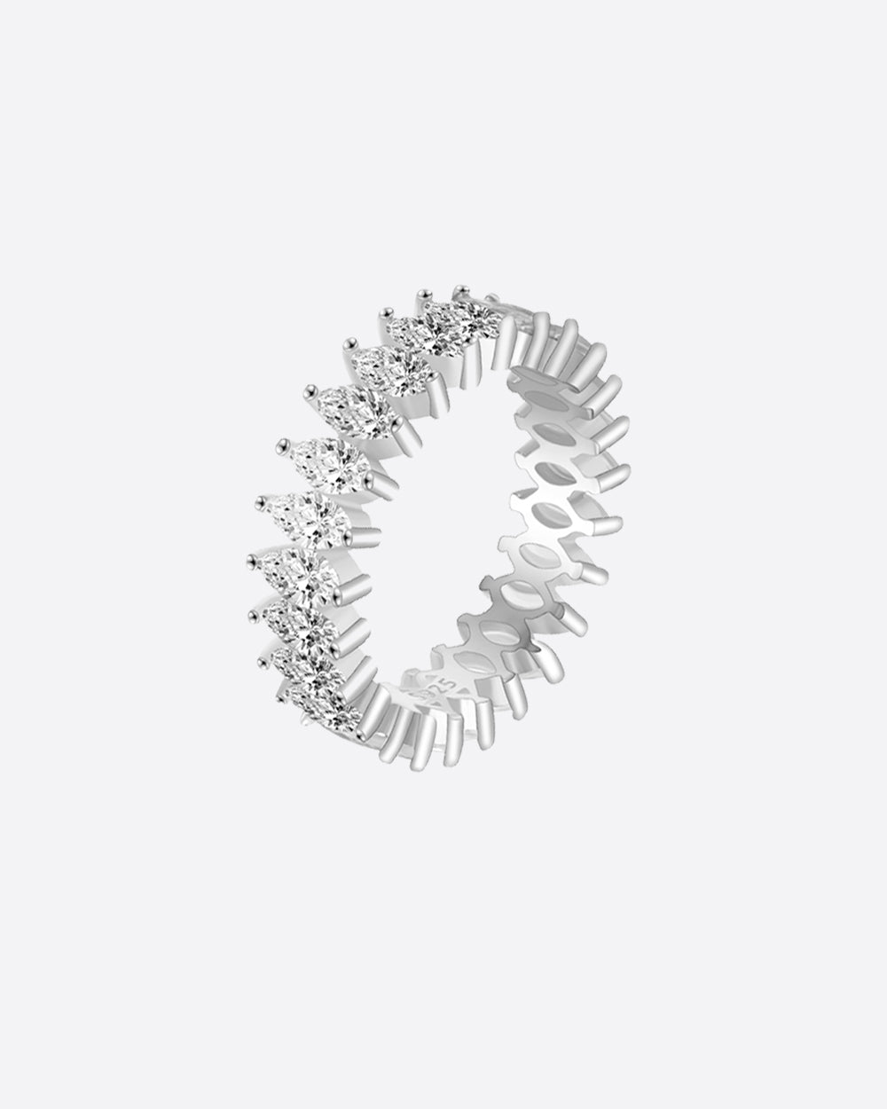 MARQUISE CUT BAND 925. - WHITE GOLD