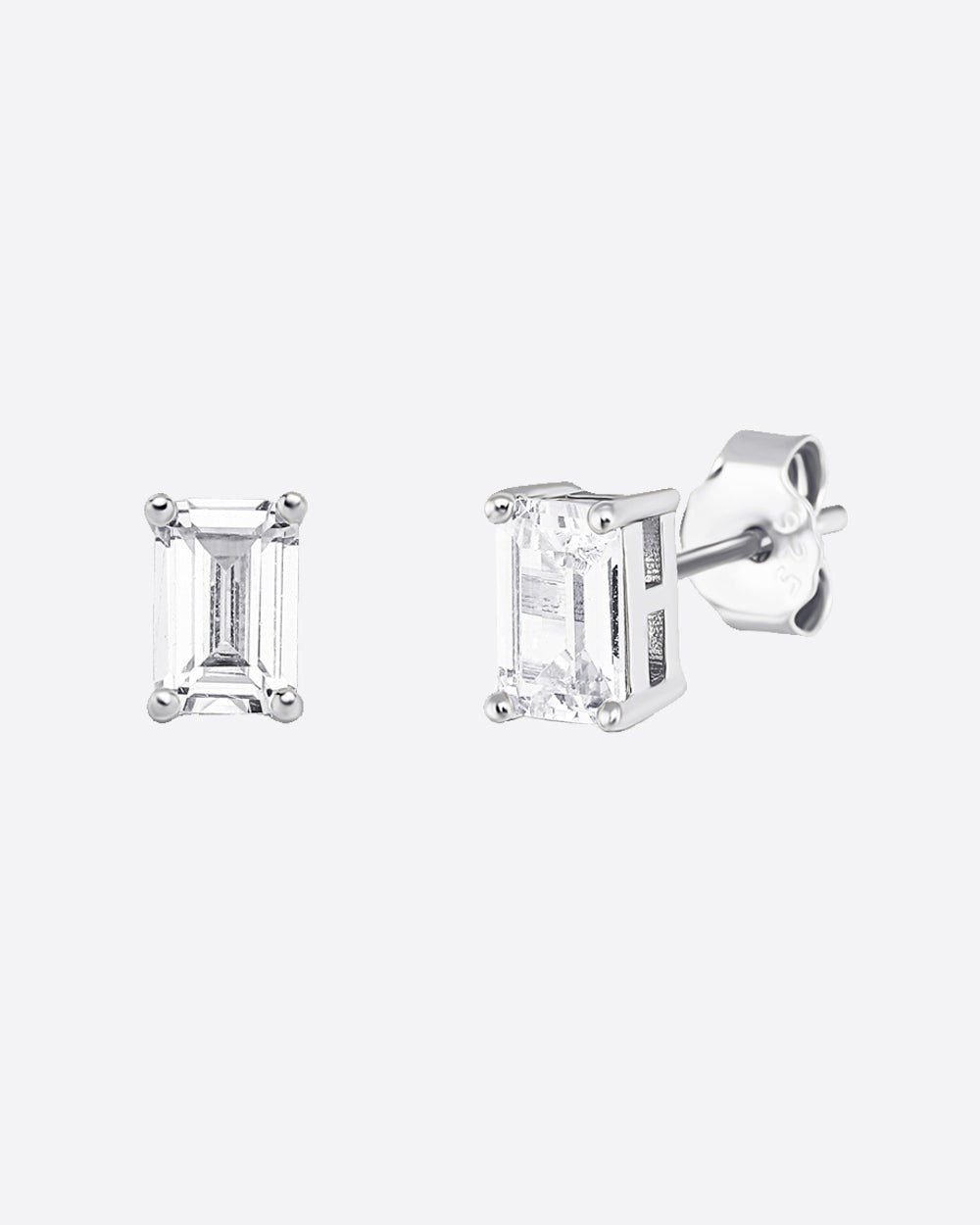 BAGUETTE STUDS. 925. - WHITE GOLD