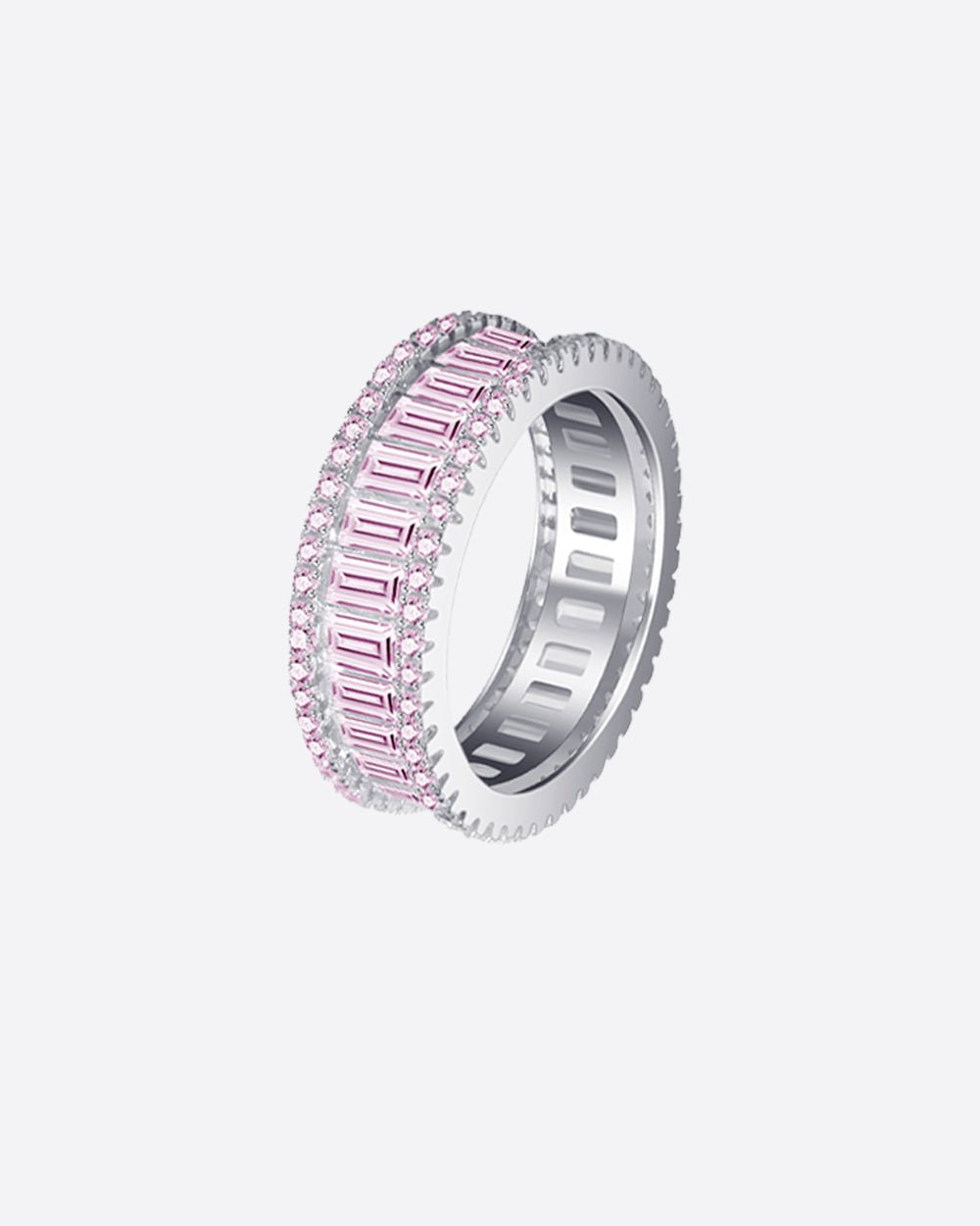 PINK BAGUETTE BAND 925. - WHITE GOLD