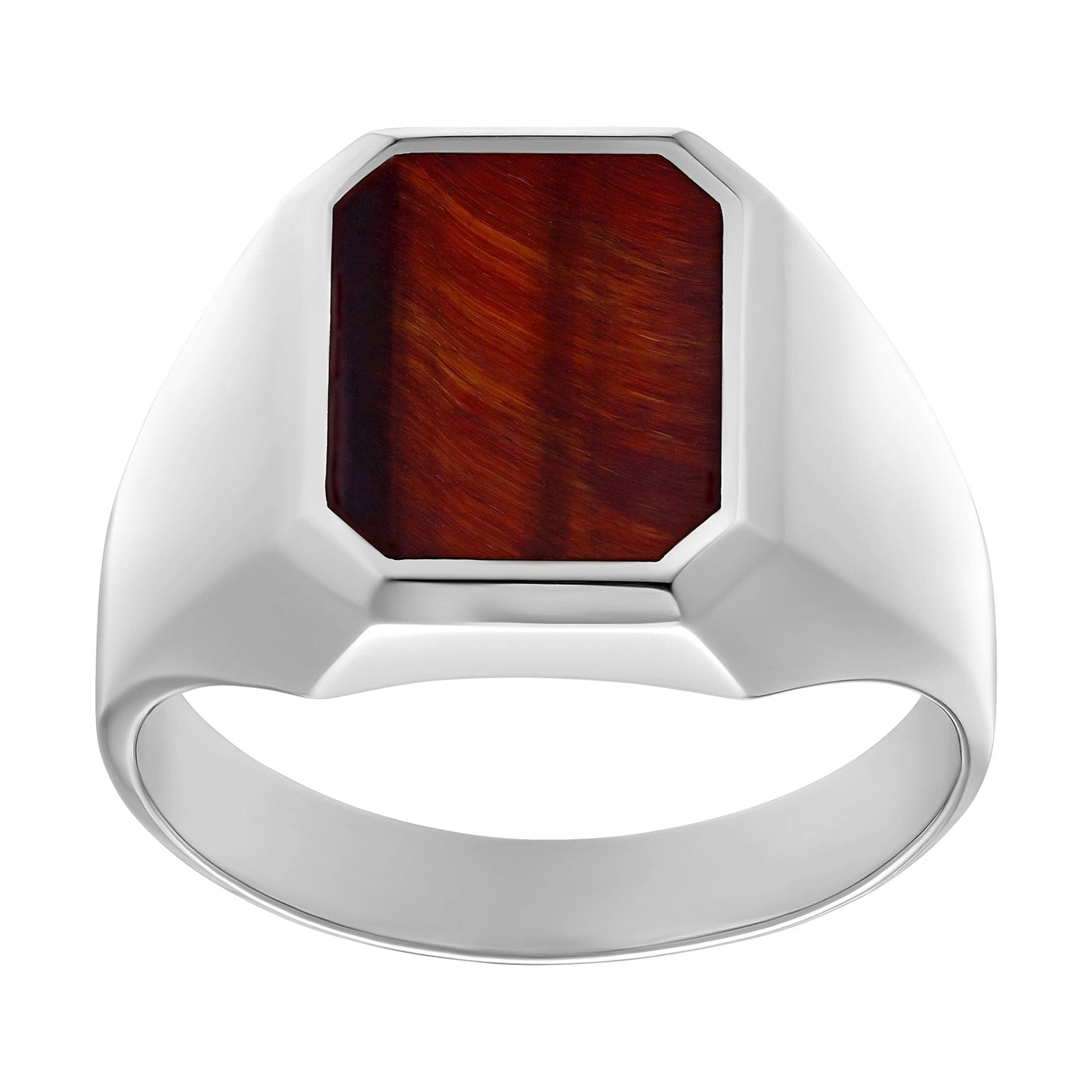 SIEGELRING RED TIGEREYE OKTAGON 925 SILBER RHODINIERT