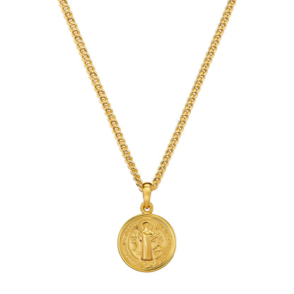 BENEDICTUS HALSKETTE 925 SILBER 18 KARAT VERGOLDET