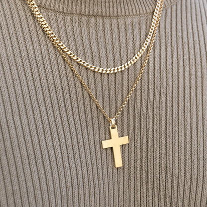 KREUZ HALSKETTE MATTIERT 925 SILBER 18 KARAT VERGOLDET