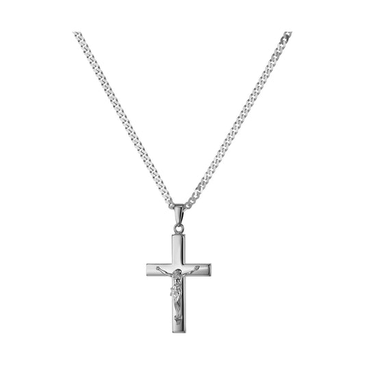 KREUZ KRUZIFIX HALSKETTE 925 SILBER RHODINIERT
