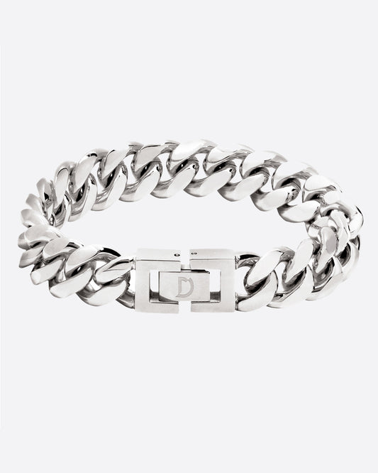 CLEAN CUBANA BRACELET. - 12MM WHITE GOLD