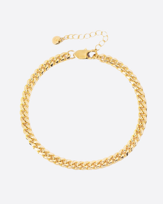 CLEAN CUBAN ANKLET. - 6MM 18K GOLD