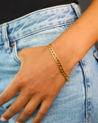 CLEAN FIGARO BRACELET. - 5MM 18K GOLD