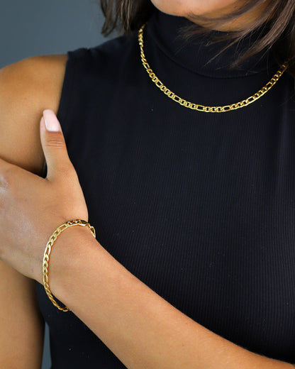 CLEAN FIGARO BRACELET. - 5MM 18K GOLD
