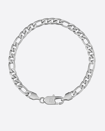 CLEAN FIGARO BRACELET. - 5MM WHITE GOLD