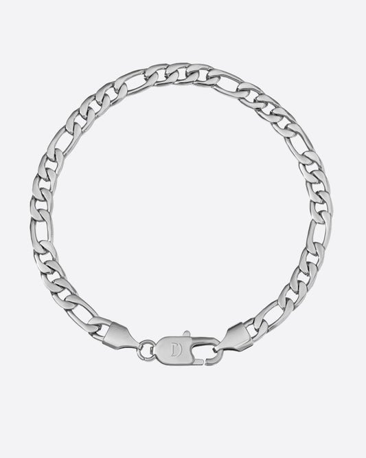 CLEAN FIGARO BRACELET. - 5MM WHITE GOLD