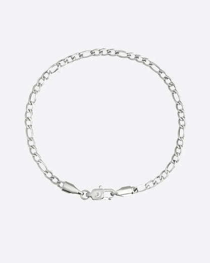 CLEAN FIGARO BRACELET. - 3MM WHITE GOLD