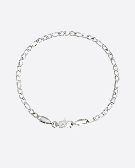 CLEAN FIGARO BRACELET. - 3MM WHITE GOLD