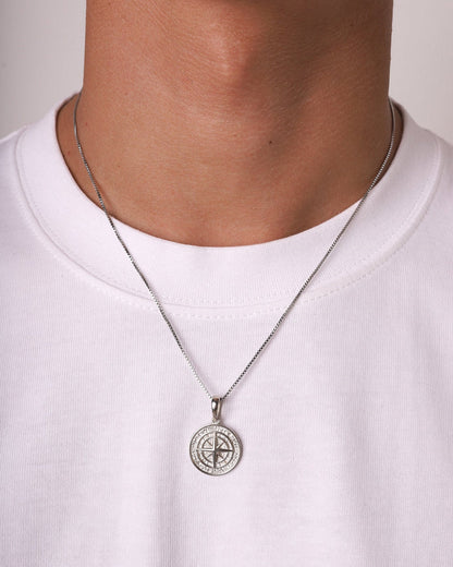 COMPASS PENDANT 925. - WHITE GOLD