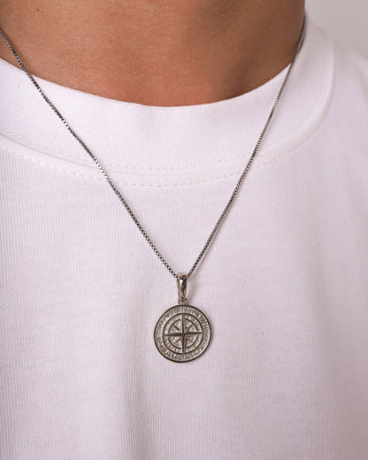 COMPASS PENDANT 925. - WHITE GOLD