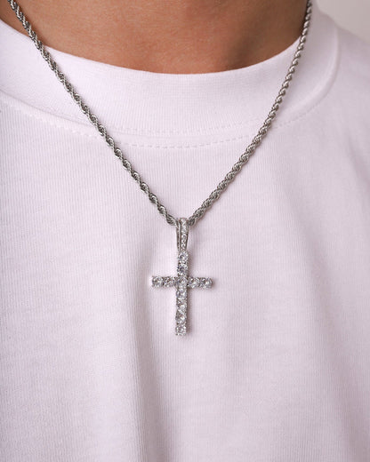 CROSS PIECE PENDANT. - WHITE GOLD