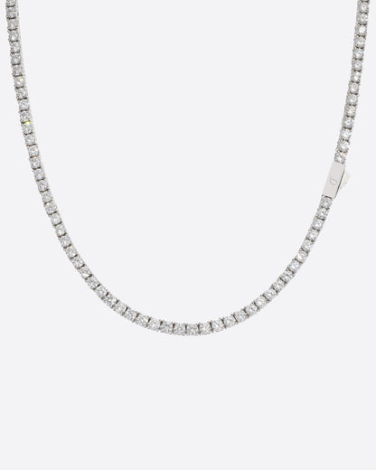 MOISSANITE TENNIS CHAIN. - 3MM WHITE GOLD