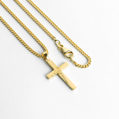 KREUZ HALSKETTE 925 SILBER 18 KARAT VERGOLDET
