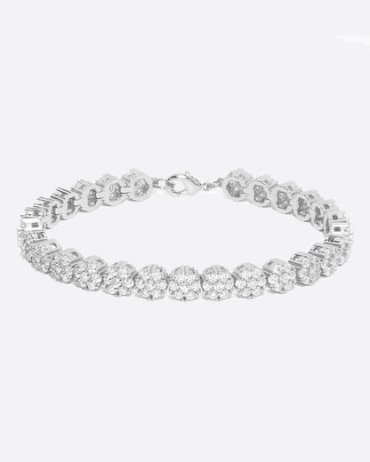 FLOWER TENNIS BRACELET. - 8MM WHITE GOLD
