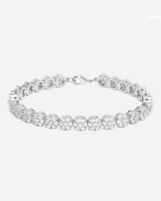 FLOWER TENNIS BRACELET. - 8MM WHITE GOLD