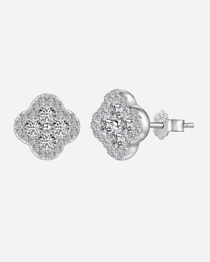 ICED CLOVER STUDS 925. - WHITE GOLD