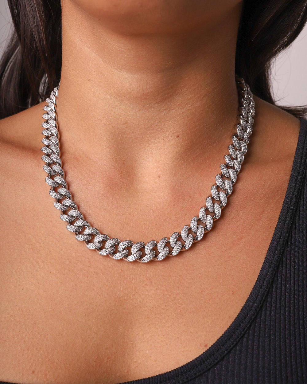 ICED CUBANA CHAIN. - 12MM WHITE GOLD