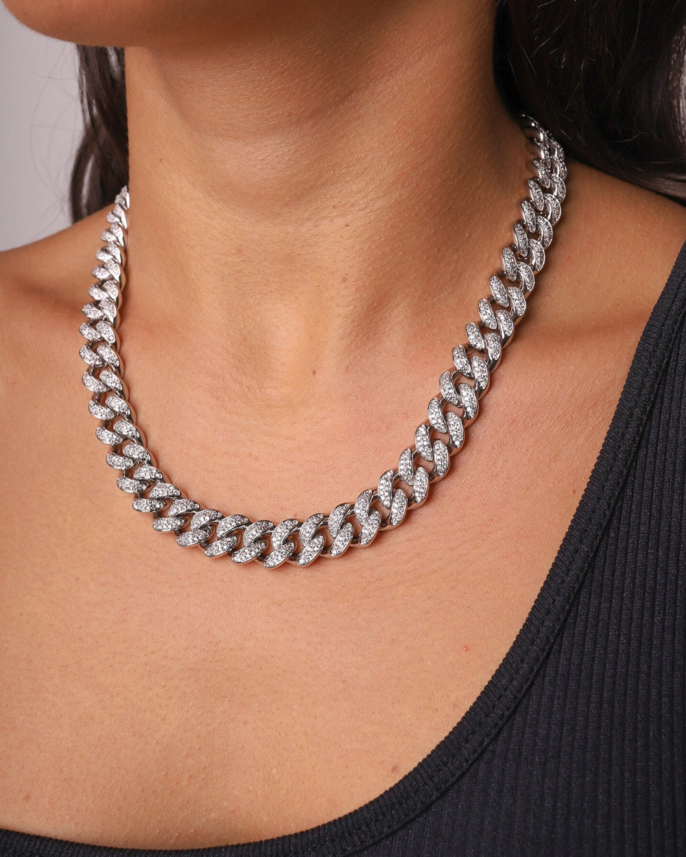 ICED CUBANA CHAIN. - 12MM WHITE GOLD