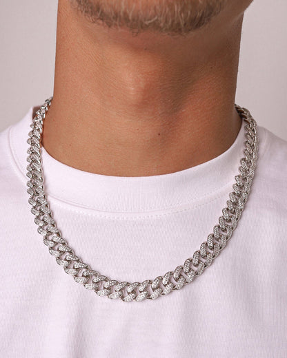 ICED CUBANA CHAIN. - 12MM WHITE GOLD