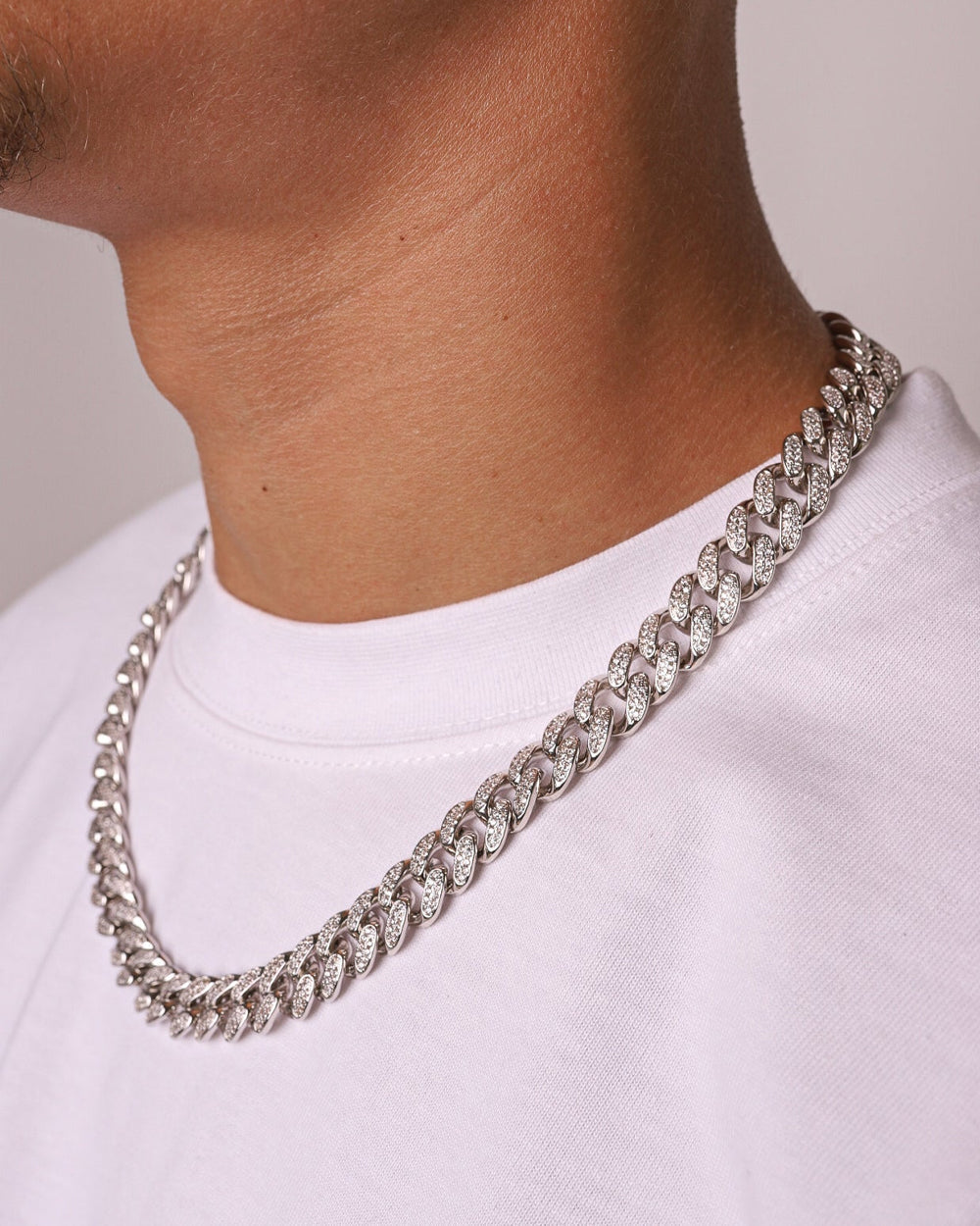 ICED CUBANA CHAIN. - 12MM WHITE GOLD