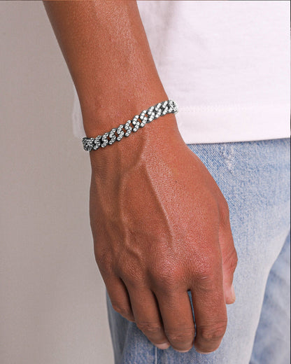 ICY CUBANA BRACELET. - 8MM WHITE GOLD