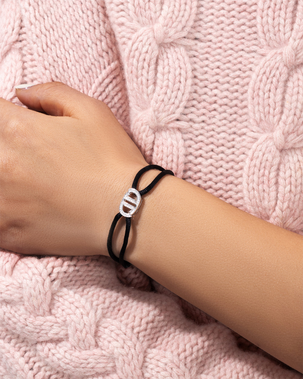 MOISSANITE INFINITY CORD BRACELET. - WHITE GOLD