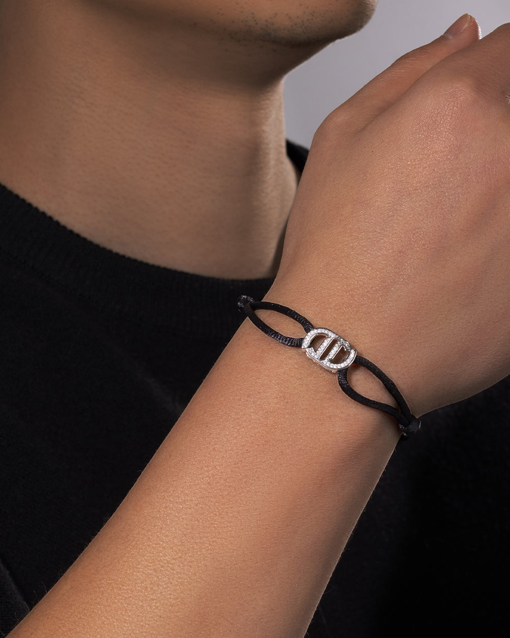 MOISSANITE INFINITY CORD BRACELET. - WHITE GOLD