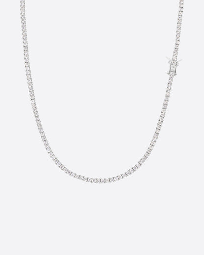 MICRO TENNIS CHAIN. - 2.5MM WHITE GOLD
