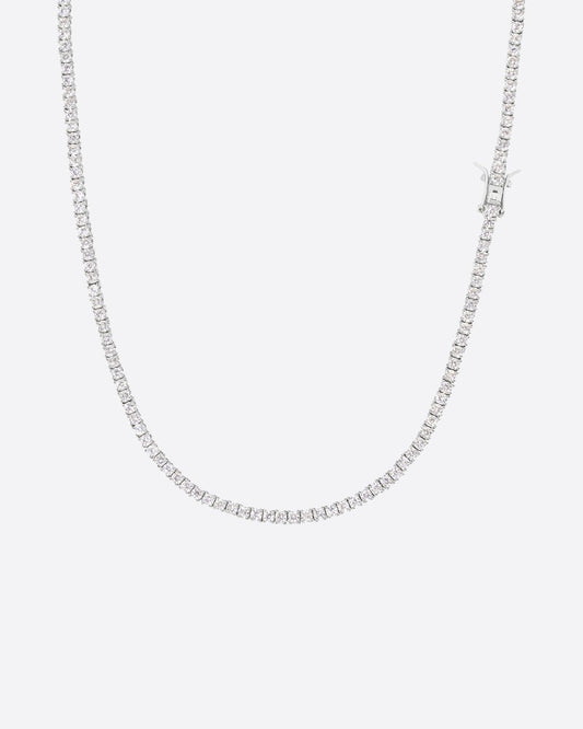 MICRO TENNIS CHAIN. - 2.5MM WHITE GOLD
