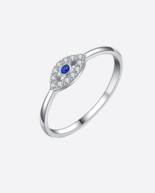 MINI PAVE EVIL EYE RING 925. - WHITE GOLD