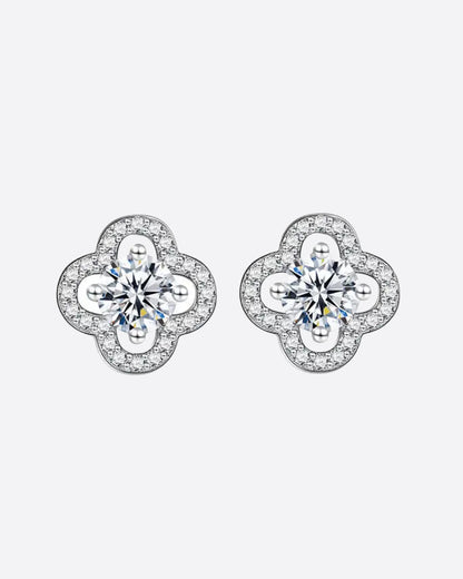 MOISSANITE CLOVER STUDS. - WHITE GOLD