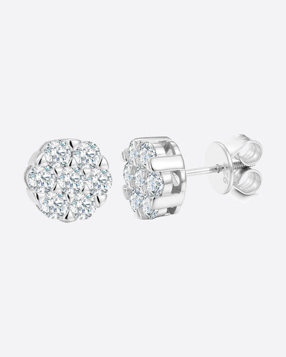 MOISSANITE CLUSTER EARRINGS. - WHITE GOLD