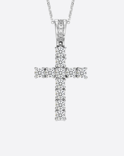 MOISSANITE CROSS PIECE PENDANT. - WHITE GOLD