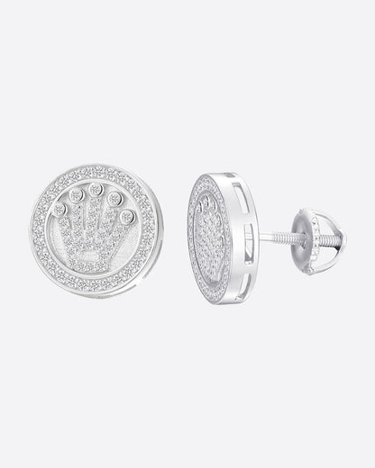 MOISSANITE CROWN EARRINGS. - WHITE GOLD