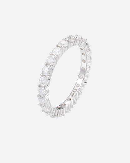 MOISSANITE ETERNITY RING. - 3MM WHITE GOLD