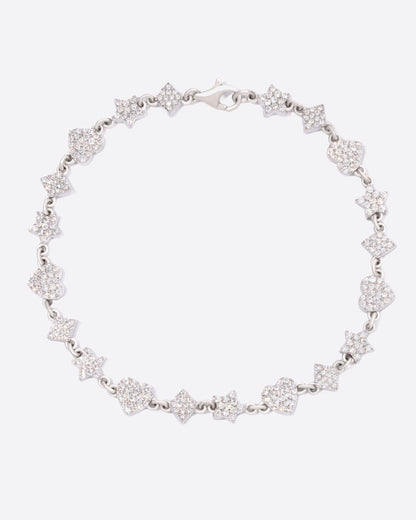 MOISSANITE HEARTS & STARS BRACELET. - WHITE GOLD