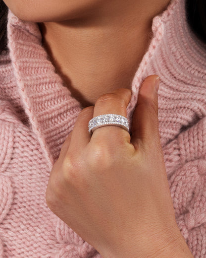 MOISSANITE ICED BAND RING. - WHITE GOLD