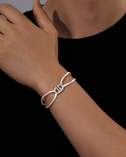 MOISSANITE INFINITY CORD BRACELET. - WHITE GOLD