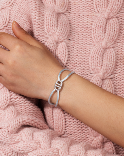 MOISSANITE INFINITY CORD BRACELET. - WHITE GOLD