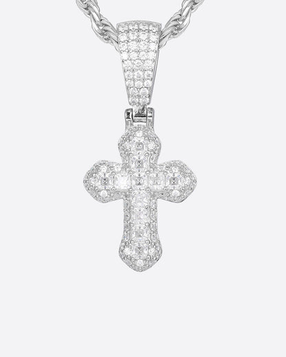MOISSANITE LATIN CROSS PENDANT. - WHITE GOLD