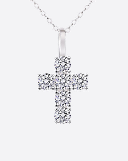 MOISSANITE MICRO CROSS PENDANT. - WHITE GOLD