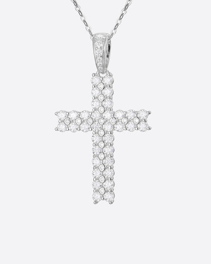 MOISSANITE PAVED CROSS PENDANT. - WHITE GOLD