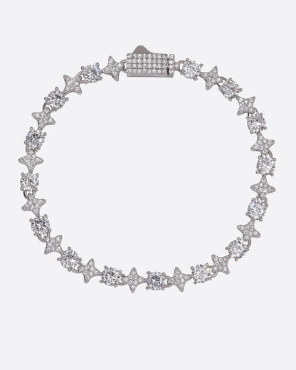 MOISSANITE STARS & STONES BRACELET. - WHITE GOLD