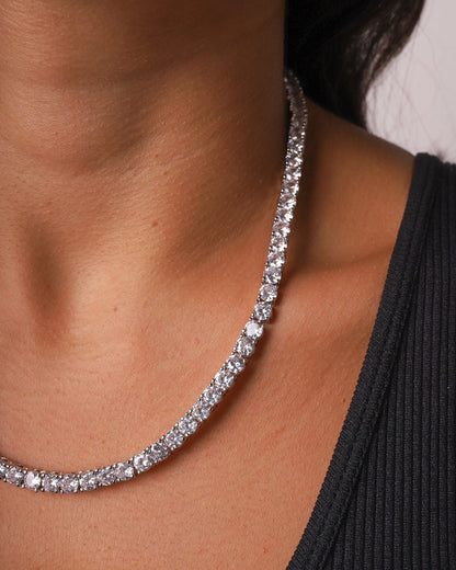 MOISSANITE TENNIS CHAIN. - 5MM WHITE GOLD