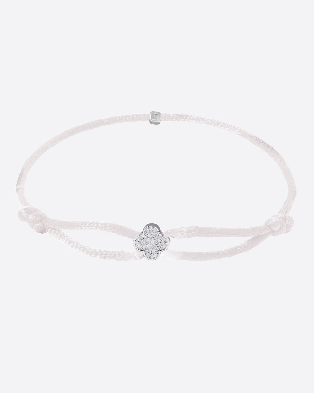 MOISSANITE ICED CLOVER CORD BRACELET. - WHITE GOLD