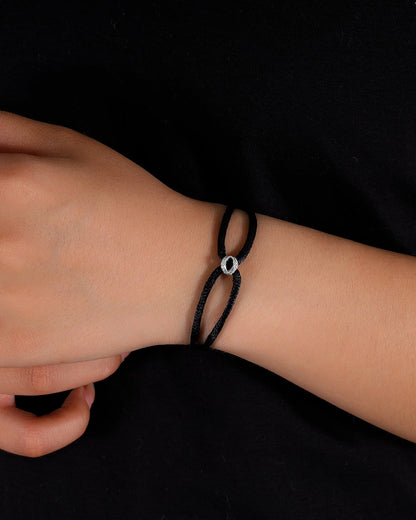 MOISSANITE ICED INFINITY CORD BRACELET. - WHITE GOLD