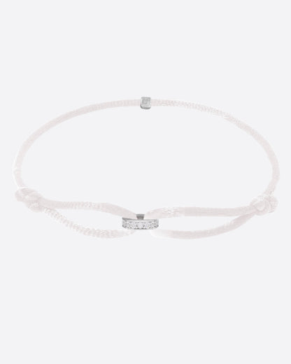 MOISSANITE INFINITY RING CORD BRACELET. - WHITE GOLD